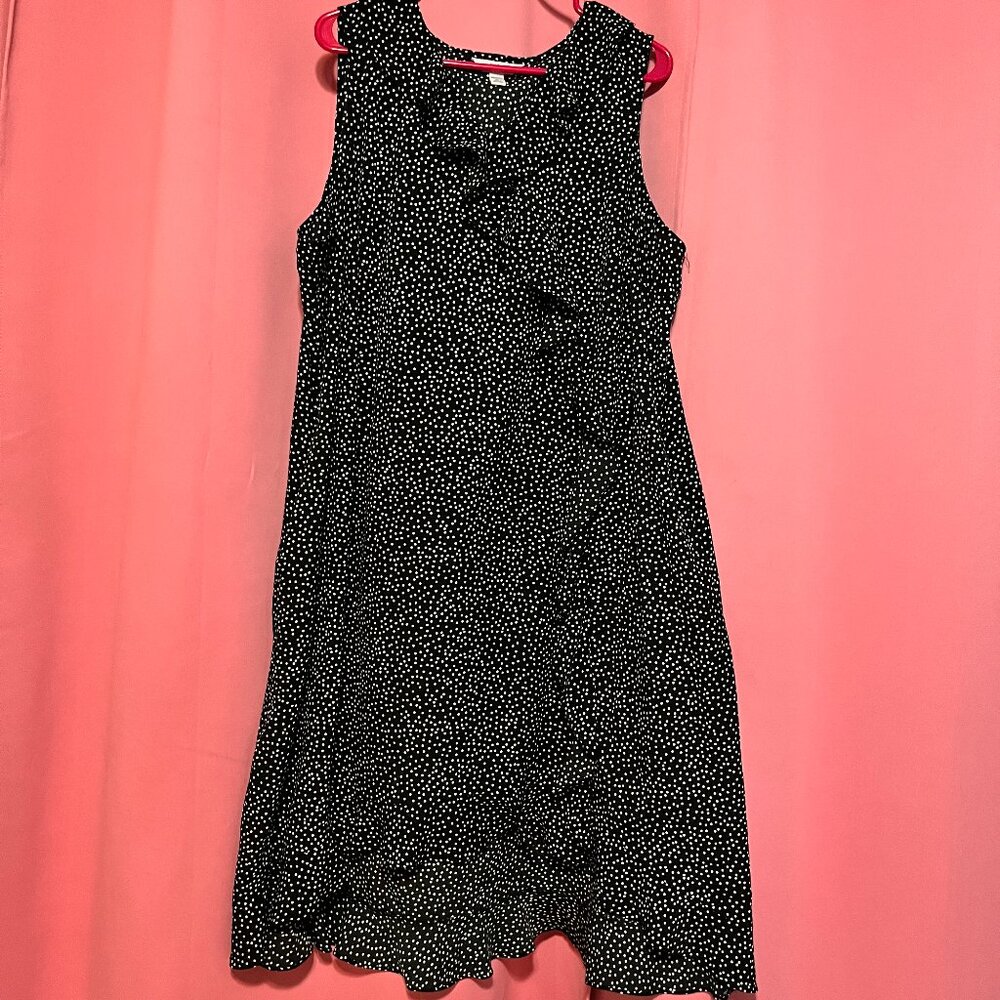 Croft + Barrow 2XL Black & White Dress Polka Dots Work Funeral Wedding